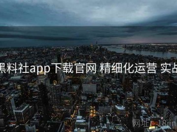黑料社app下载官网 精细化运营 实战